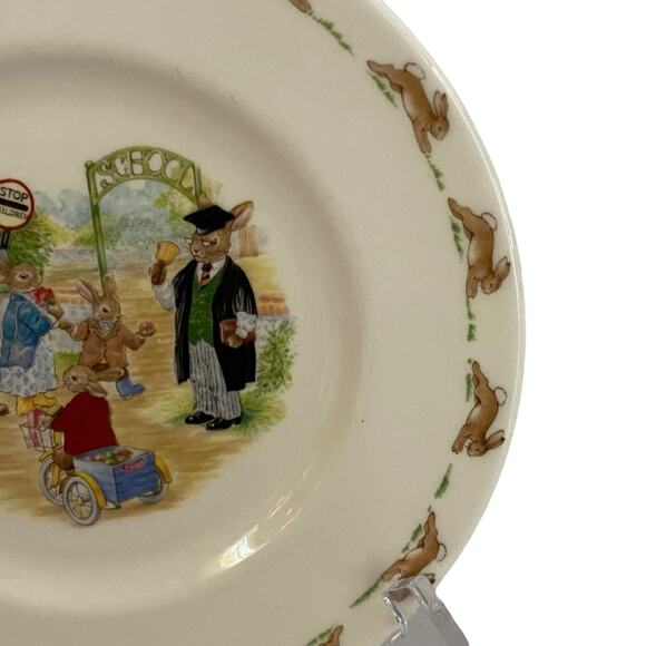 Bunnykins Salad Plate Royal Doulton Dish Bunnies School Gates 8in Tableware VTG - Picture 7 of 11